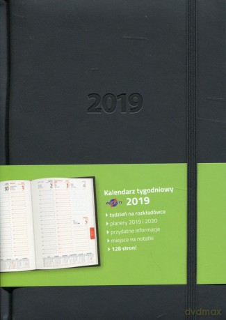 Kalendarz 2019 KK-A5TL książkowy A5 tygodniowy Lux czarny [KALENDARZ]