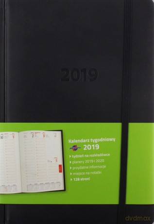 Kalendarz 2019 KK-A5TL książkowy A5 tygodniowy Lux czarny [KALENDARZ]