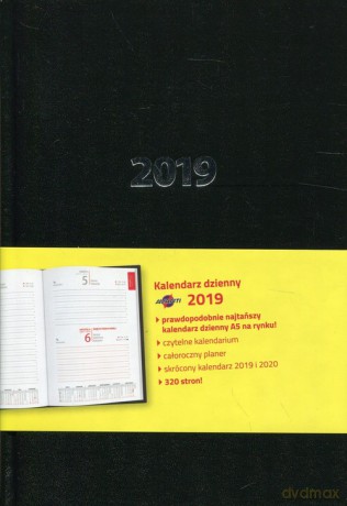 Kalendarz 2019 książkowy A5 dzienny czarny [KALENDARZ]