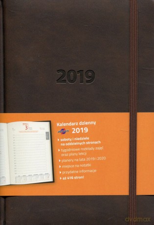 Kalendarz 2019 książkowy A5 dzienny Lux ciemny brąz [KALENDARZ]
