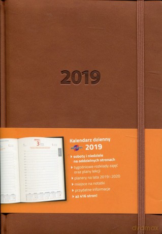 Kalendarz 2019 książkowy A5 dzienny Lux jasny brąz [KALENDARZ]