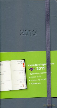 Kalendarz 2019 książkowy tygodniowy Lux szary [KALENDARZ]