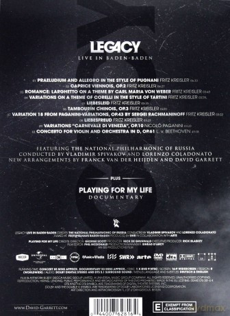 David Garrett: Legacy - Live From Baden Baden + Playing For My Life Documentary [DVD]