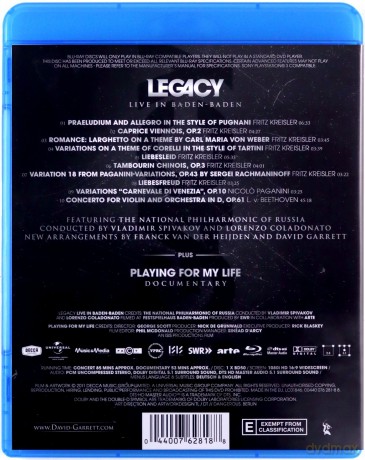 David Garrett: Legacy - Live From Baden Baden [Blu-Ray]