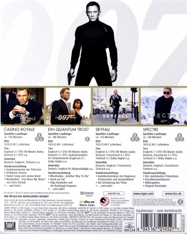 007 James Bond Daniel Craig Collection [4xBlu-Ray]