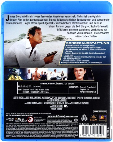 007 James Bond: For Your Eyes Only (Tylko dla twoich oczu) [Blu-Ray]