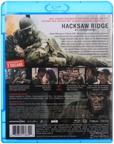 Hacksaw Ridge (Przełęcz ocalonych) [Blu-Ray]