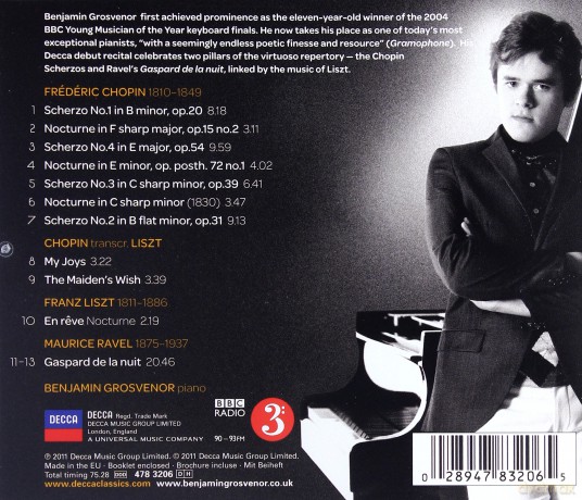 Benjamin Grosvenor: Chopin Liszt Ravel [CD]