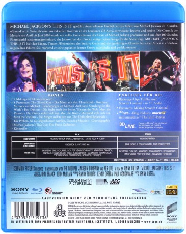 Michael Jackson: This Is It [Blu-Ray]