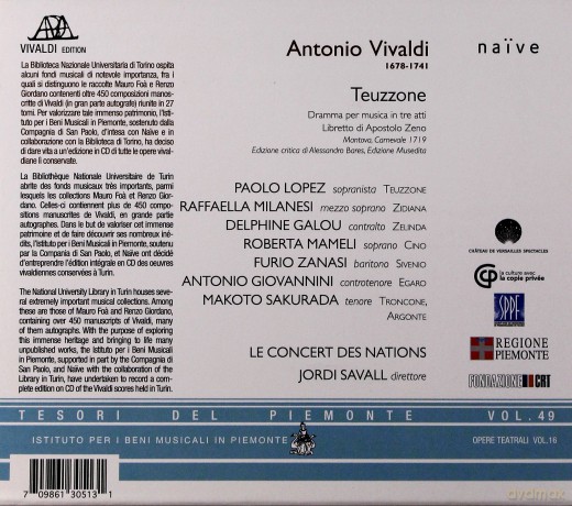 Jordi Savall, Le Concert Des Nations: Vivaldi Teuzzone [3CD]
