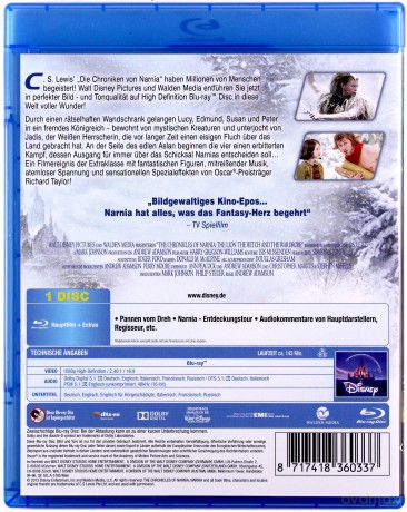 The Chronicles of Narnia: The Lion, the Witch and the Wardrobe (Opowieści z Narnii: Lew, Czarownica i stara szafa) [Blu-Ray]