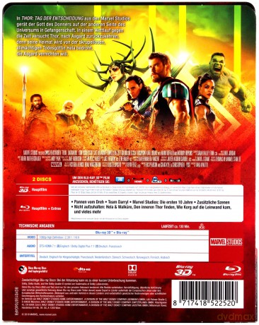 Thor: Ragnarok (steelbook) [Blu-Ray 3D]+[Blu-Ray]