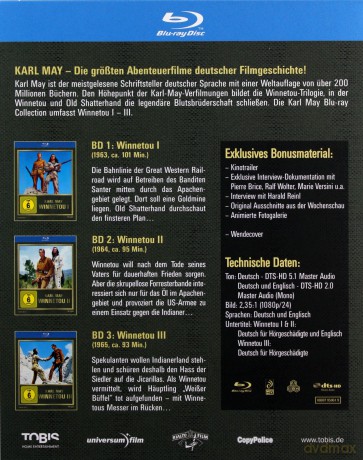 Winnetou I-III (Winnetou: Zloto Apaczów / Winnetou II: Ostatni renegaci / Winnetou III: Ostatnia walka) [3xBlu-Ray]