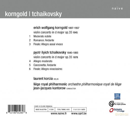 Laurent Korcia: Tchaikovsky, Korngold (digipack) [CD]
