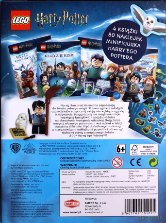 LEGO Harry Potter zestaw książek z klockami lego 4 książki z zdaniami, 5 arkuszy naklejek, minifigurka Harrego Pottera [KSIĄŻKA]