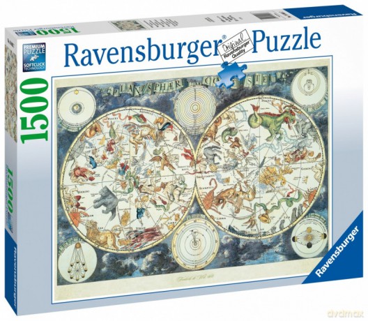 RAVENSBURGER 1500 el. Mapa Świata Fantastyczne zwierzęta [PUZZLE]