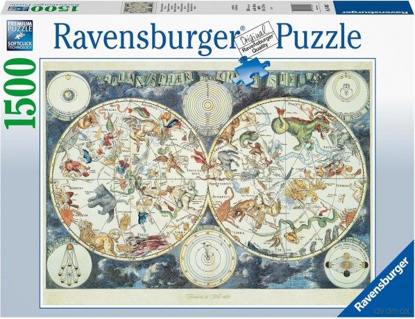 RAVENSBURGER 1500 el. Mapa Świata Fantastyczne zwierzęta [PUZZLE]