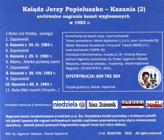 Ksiądz Jerzy Popiełuszko - kazania 2 [CD]