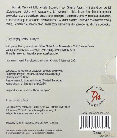 Listy świętej Siostry Faustyny (digipack) [AUDIOBOOK] [CD-MP3]