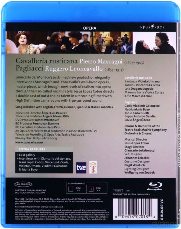 Mascagni: Cavalleria Rusticana / Leoncavallo: Pagliacci [Blu-Ray]