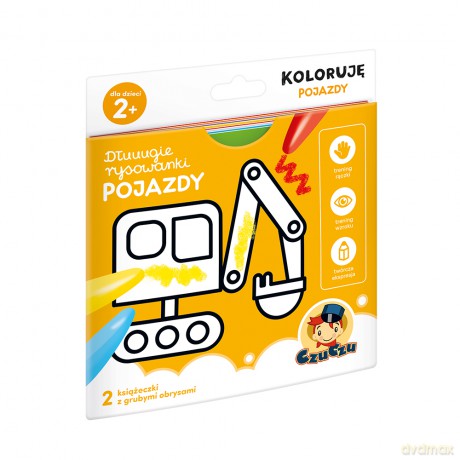 Dłuuugie rysowanki koloruję pojazdy 2+ czuczu [KSIĄŻKA]
