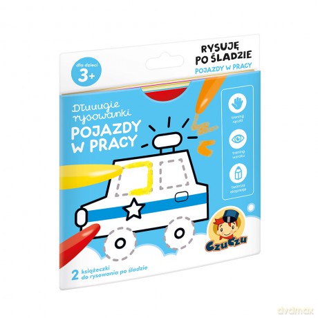 Dłuuugie rysowanki rysuję po śladzie pojazdy w pracy 3+ czuczu [KSIĄŻKA]