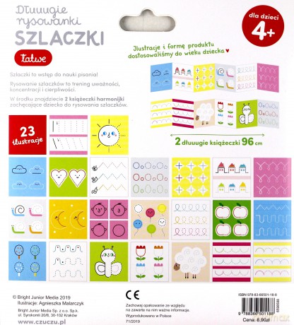 Dłuuugie rysowanki rysuję szlaczki łatwe 4+ czuczu [KSIĄŻKA]