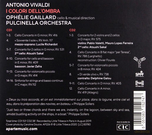 Ophelie Gaillard Ensemble Pulcinella: Antonio VivaldiI colori dell ombra [2CD]