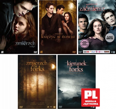 Saga Zmierzch Kolekcja: Zmierzch / Księżyc w nowiu / Zaćmienie / Kierunek Forks / Zmierzch W Forks Pakiet [5DVD]