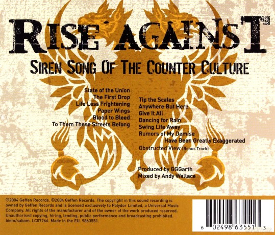 Rise Against: Siren Song Of The Counter Culture [CD]