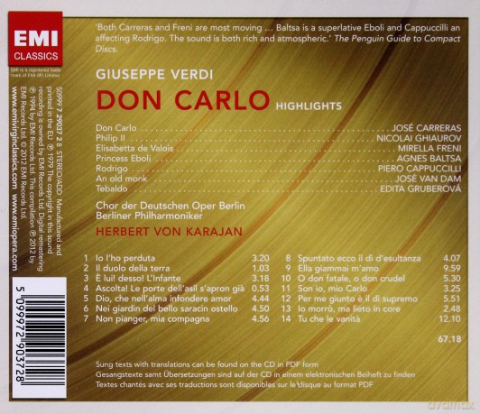 Karajan: Don Carlo (Highlights) [CD]