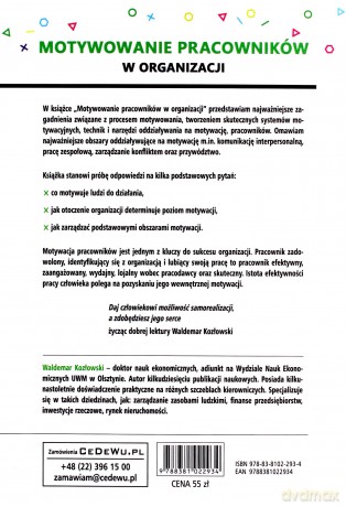 Motywowanie pracowników w organizacji - Waldemar Kozłowski [KSIĄŻKA]