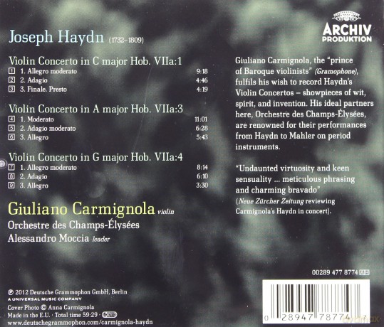 Giuliano Carmignola: Haydn: Concertos [CD]