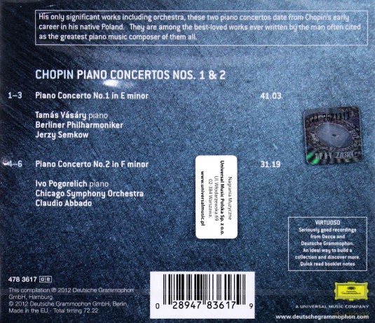 Ivo Pogorelich: Chopin:Piano Concertos (Virtuoso) [CD]