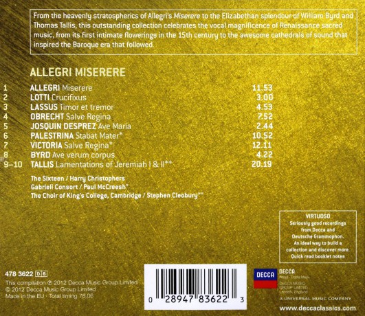 Renaissance Choral Masterpieces (Virtuoso) [CD]