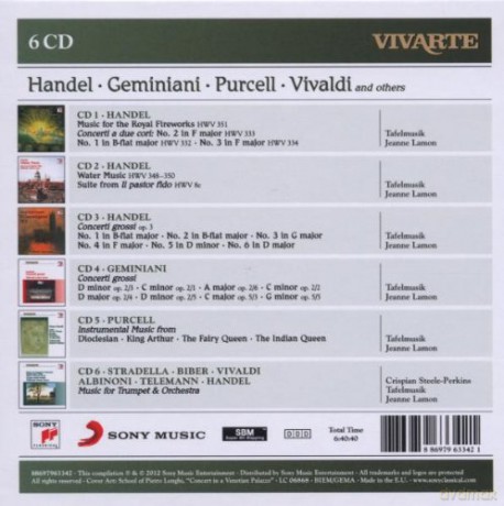 Tafelmusik - Jeanne Lamon: Handel; Geminiani; Purcell; Vivaldi; Albioni; Telemann And Others: Royal Fireworks; Water Music; Concerti Grossi; Trumpet Concertos Etc. [6CD]