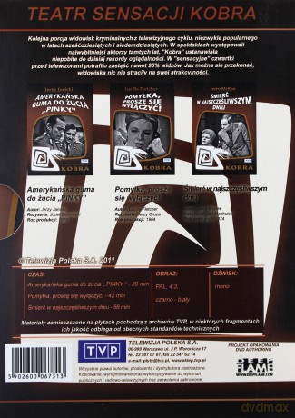 Teatr Sensacji TVP Kobra 2: Amerykańska guma do żucia PINKY / Pomyłka, proszę się wyłączyć! / Śmierć w najszczęśliwszym dniu [BOX] [3DVD]