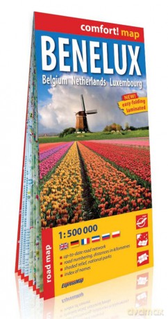 Benelux Belgium Netherlands Luxemburg laminowana mapa samochodowa 1:500 000