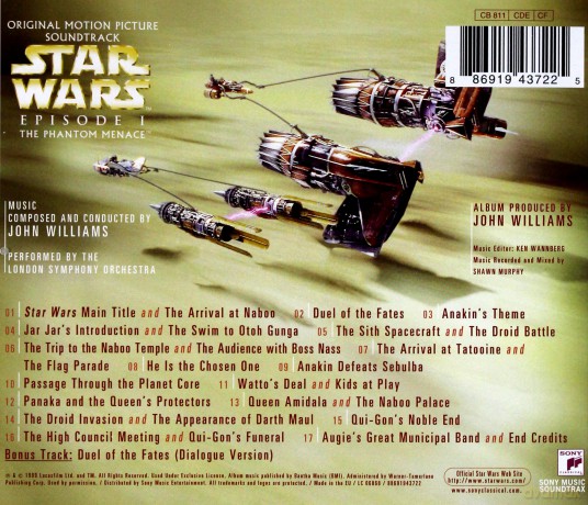 Gwiezdne Wojny: Episode I - The Phantom Menace soundtrack (Gwiezdne Wojny: Część I - Mroczne Widmo) (Star Wars) (John Williams) [CD]