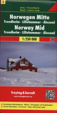 Norwegia część centralna Trondheim - Lillehammer - Alesund, 1:250 000