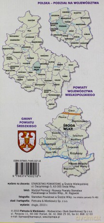 Powiat Średzki Wielkopolski mapa turystyczna