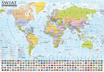 Świat Mapa polityczna i krajobrazowa 1:44 000 000