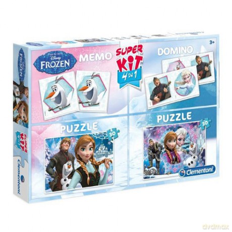 CLEMENTONI Super Kit 4 W 1 Frozen - Kraina Lodu 2X30+Memo+Domino [PUZZLE]