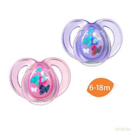 CTN Smoczek uspakajający ANY TIME 6-18 m x2 różowo-fioletowy