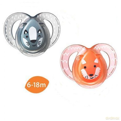 CTN Smoczek uspakajający FUN 6-18m x2 czarny i czerwony