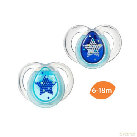 CTN Smoczek uspakajający NIGHT 6-18m x2 granatowo-niebieski