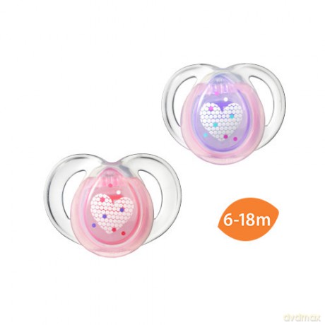 CTN Smoczek uspakajający NIGHT 6-18m x2 różowo-fioletowy