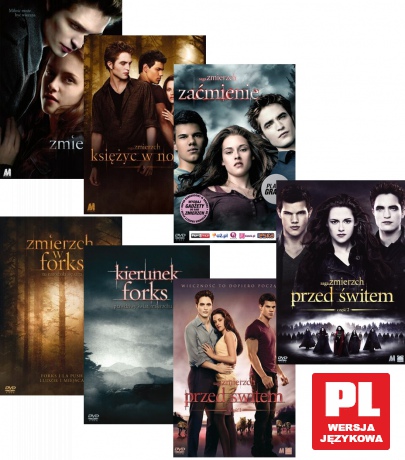 Saga Zmierzch Kolekcja: Zmierzch / Księżyc w nowiu / Zaćmienie / Przed Świtem 1+2 / Kierunek Forks / Zmierzch w Forks Pakiet [7DVD]