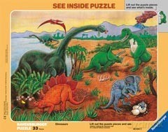 Puzzle ramkowe 33 el. Dinozaury
