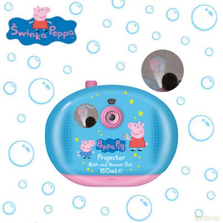 Świnka Peppa Bajkowy świat, 2w1 zestaw płyn do kąpieli 150ml + projektor slajdów
